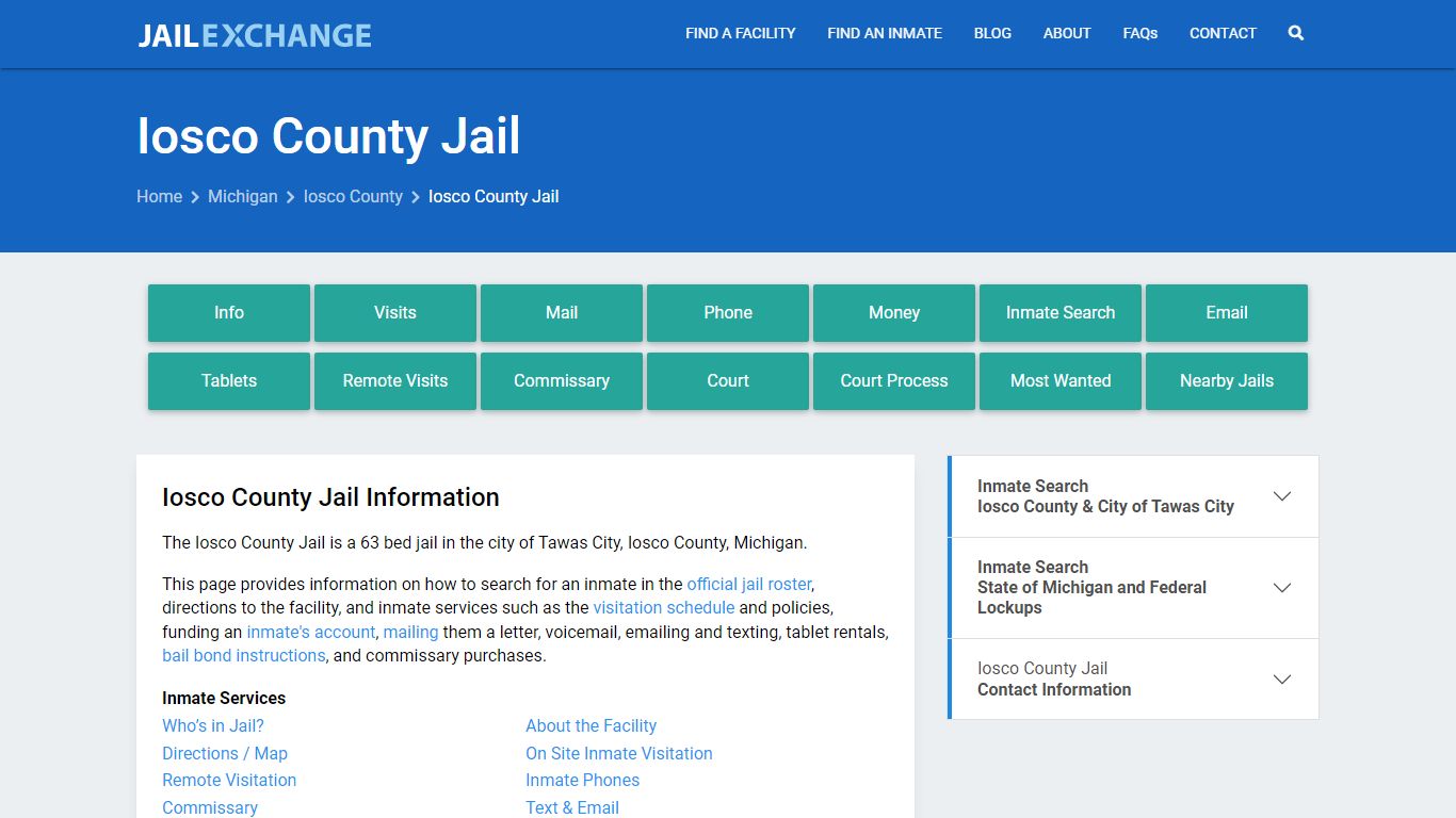 Iosco County Jail, MI Inmate Search, Information
